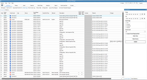 InfraSuite Device Master da Delta - Recursos de Produto - Lista de Registros de Eventos