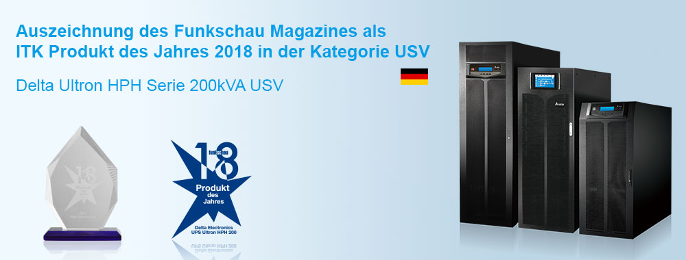 Deltas Hochleistungs-USV Ultron HPH 200 kVA mit renommiertem funkschau Leserpreis ausgezeichnet