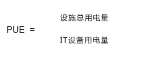 PUE = 设施总用电量 / IT设备用电量