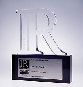 IR Magazine's Best Sustainability Practice Award trophy.