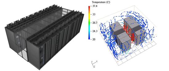 Tecnología de contención de pasillo frío y de refrigeración en fila para centros de datos de alta densidad de energía