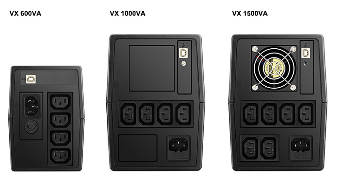 Agilon VX 600/1000/1500 VA - rear views for EMEA