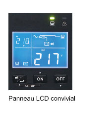 Panneau LCD convivial - Série R, UPS monophasées, 1/2/3 kVA