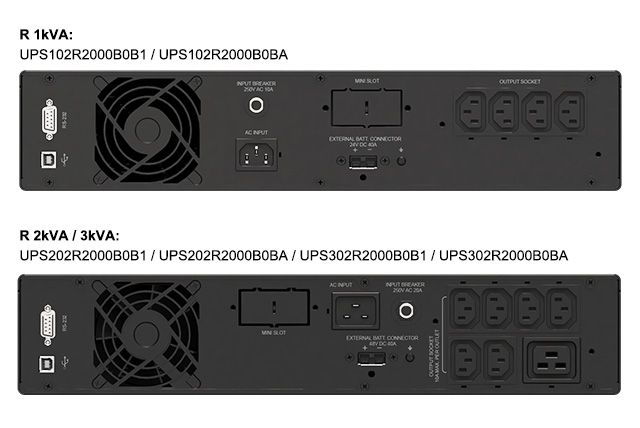 Amplon R 1/2/3 kVA UPS rear views for South Korea