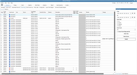 InfraSuite Device Master - Liste du registre d'évènements