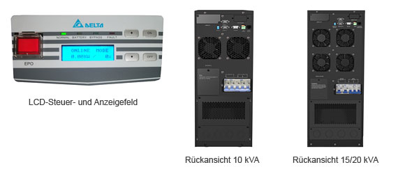 Detailansicht USV 10/15/20 kVA, online usv systeme 